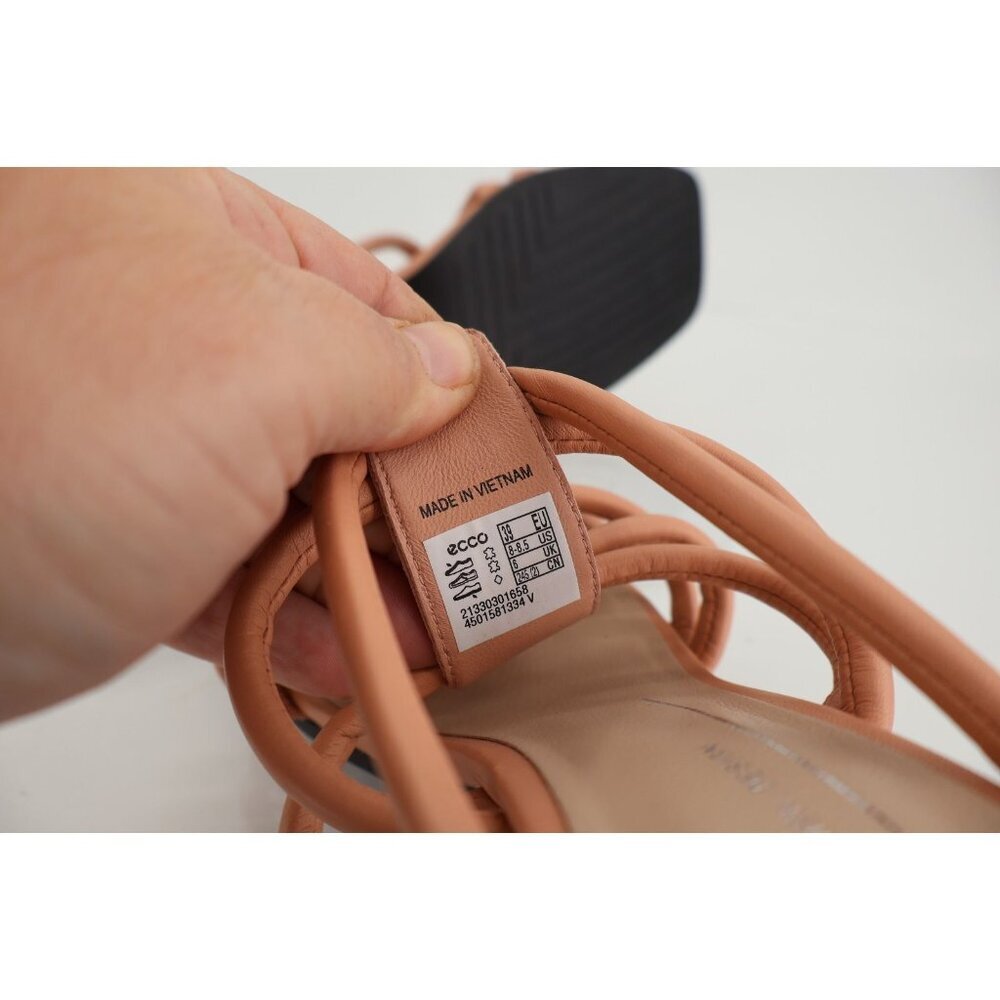 Ecco Elevate Sandals Womens 8 / 8.5 Leather Nude Beige Square toe Block Heel - Picture 13 of 14